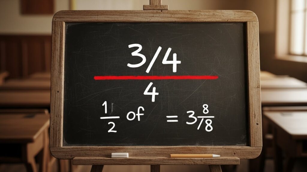 half of 3 / 4 as a fraction