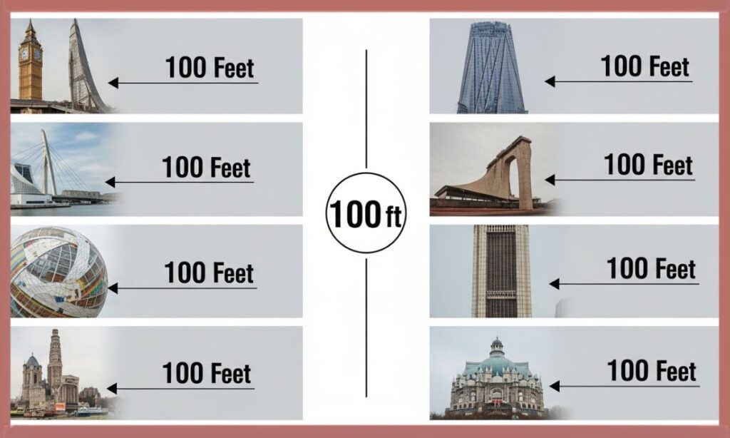 100 feet compared to famous