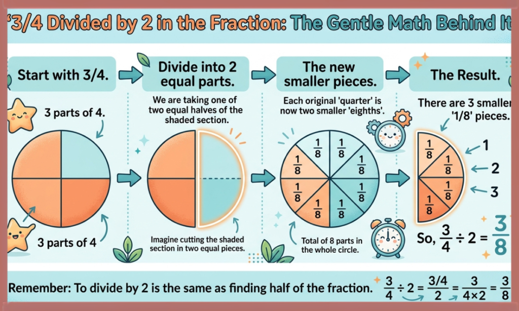 Write 3/4 Divided by 2 in the Fraction